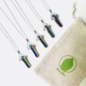 Rainbow Titanium Aura Quartz Crystal Pendant